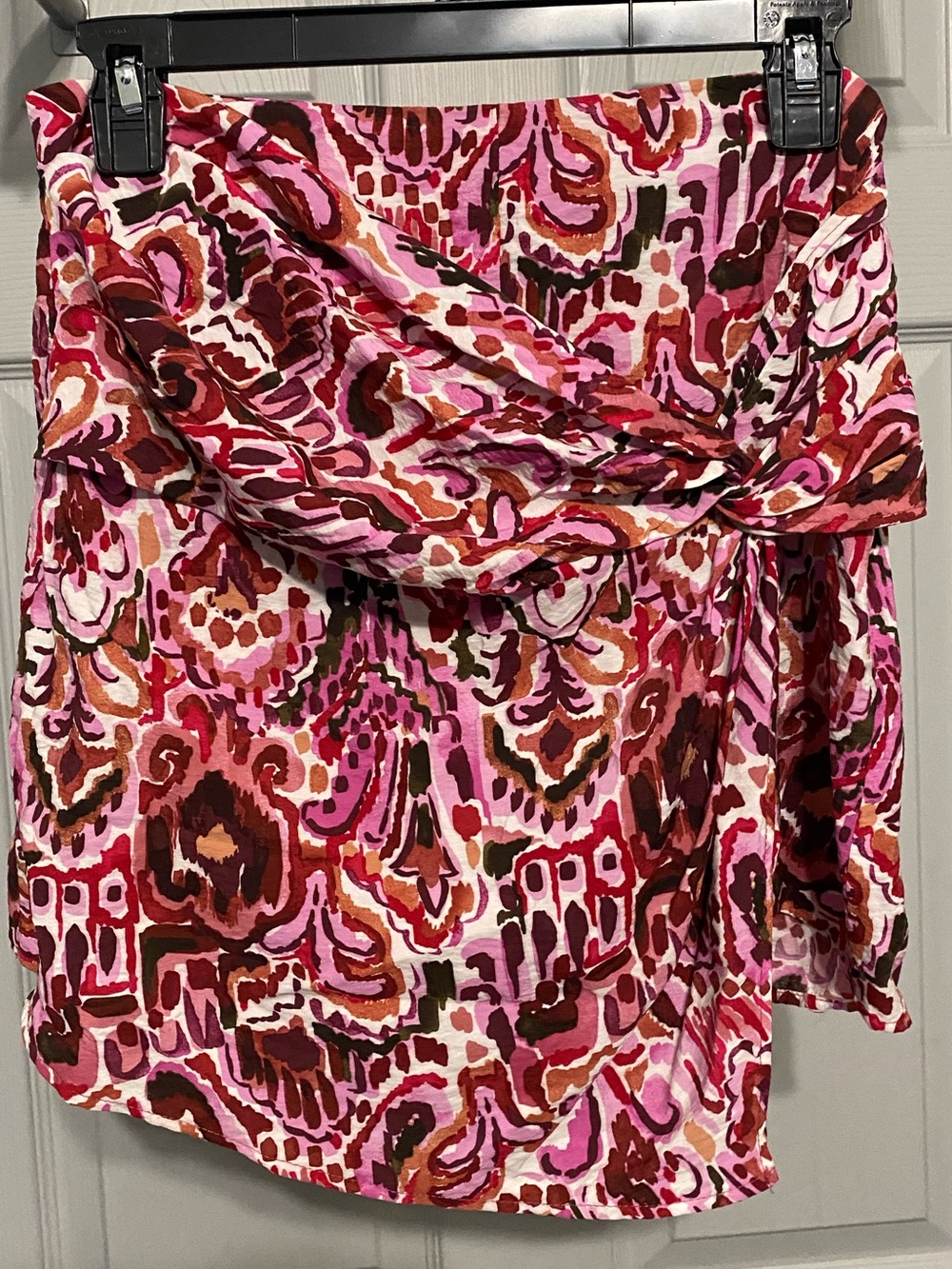 Zara Pink, Red & Brown Abstract Print Skirt